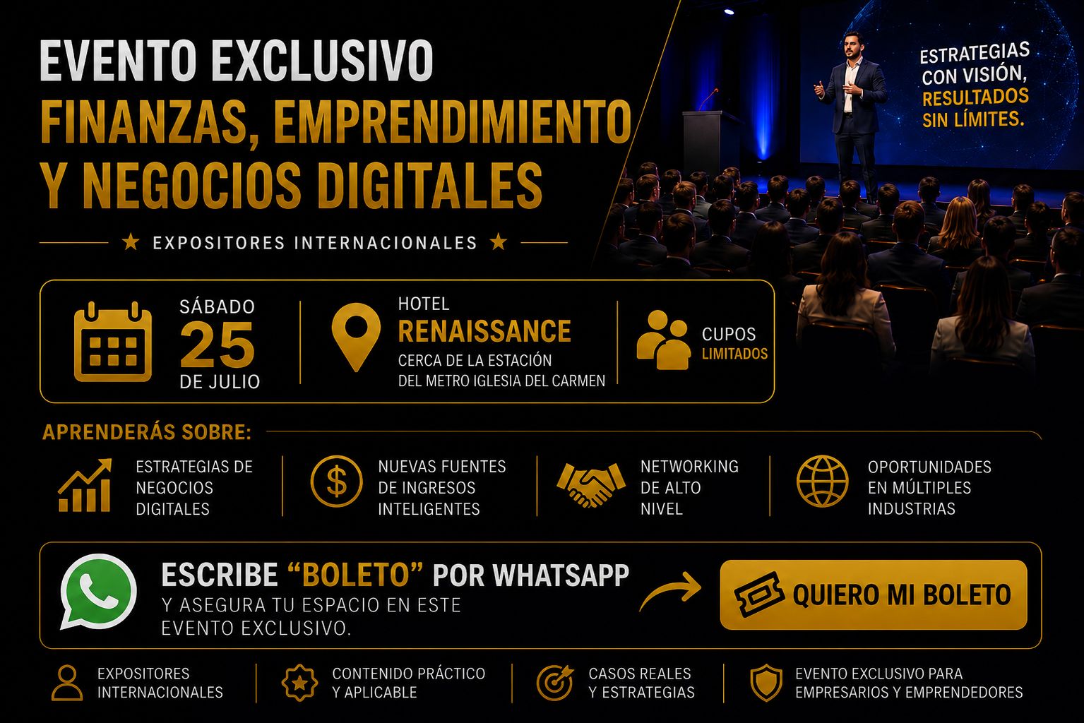 Evento exclusivo: Finanzas, Emprendimiento y Negocios Digitales — Sábado 25 de Julio, Hotel Renaissance, Panamá